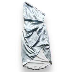 Rosedress One Shoulder Ruched Prom Dress Metallic Blue Size Small